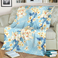 Hawaii Hibiscus Plumeria Blue Blanket Polynesian Pattern LT01 - Polynesian Pride