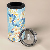 Hawaii Hibiscus Plumeria Blue 4 in 1 Can Cooler Tumbler Polynesian Pattern LT01 - Polynesian Pride