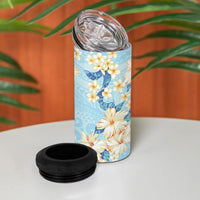 Hawaii Hibiscus Plumeria Blue 4 in 1 Can Cooler Tumbler Polynesian Pattern LT01 - Polynesian Pride