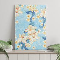Hawaii Hibiscus Plumeria Blue Canvas Wall Art Polynesian Pattern LT01 - Polynesian Pride