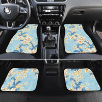 Hawaii Hibiscus Plumeria Blue Car Mats Polynesian Pattern
