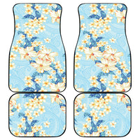 Hawaii Hibiscus Plumeria Blue Car Mats Polynesian Pattern