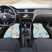 Hawaii Hibiscus Plumeria Blue Car Mats Polynesian Pattern