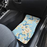 Hawaii Hibiscus Plumeria Blue Car Mats Polynesian Pattern