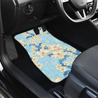 Hawaii Hibiscus Plumeria Blue Car Mats Polynesian Pattern
