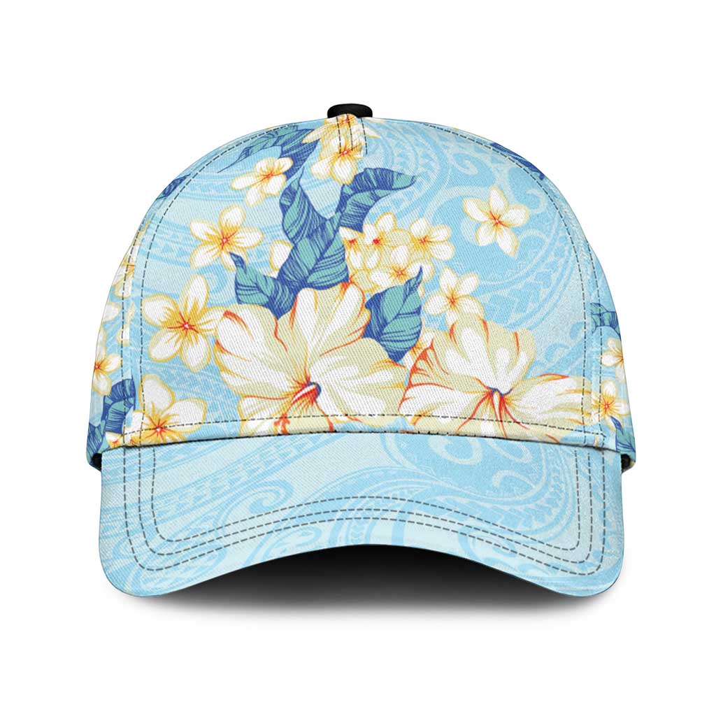 Hawaii Hibiscus Plumeria Blue Classic Cap Polynesian Pattern