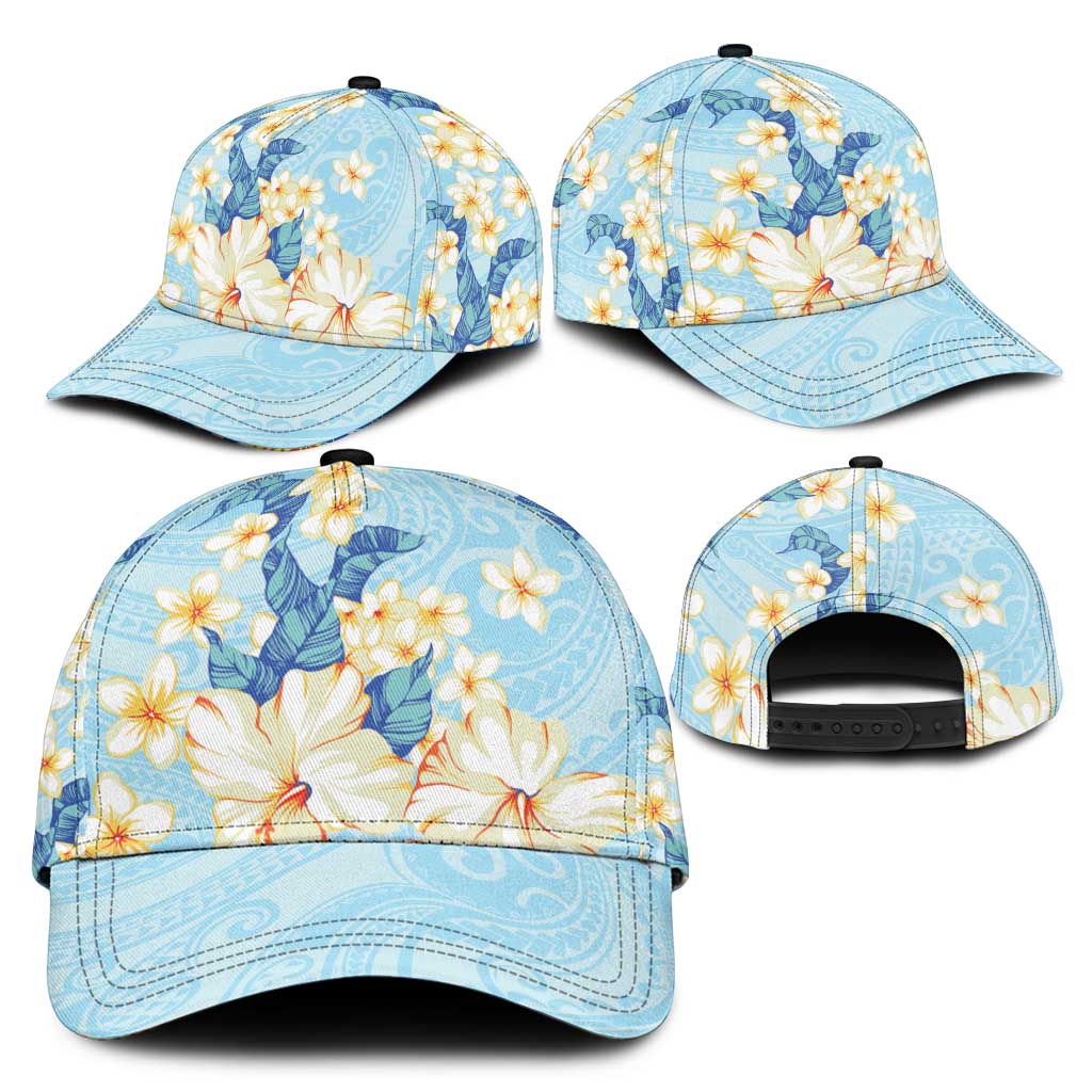 Hawaii Hibiscus Plumeria Blue Classic Cap Polynesian Pattern LT01 - Polynesian Pride