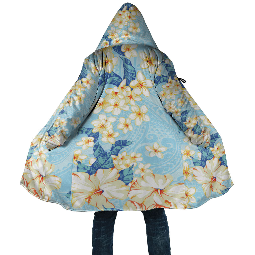 Hawaii Hibiscus Plumeria Blue Cloak Polynesian Pattern LT01 Unisex Blue - Polynesian Pride