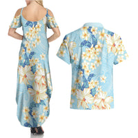 Hawaii Hibiscus Plumeria Blue Couples Matching Summer Maxi Dress and Hawaiian Shirt Polynesian Pattern LT01 - Polynesian Pride