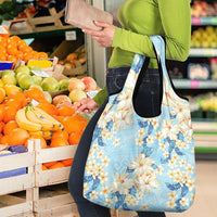 Hawaii Hibiscus Plumeria Blue Grocery Bag Polynesian Pattern LT01 - Polynesian Pride