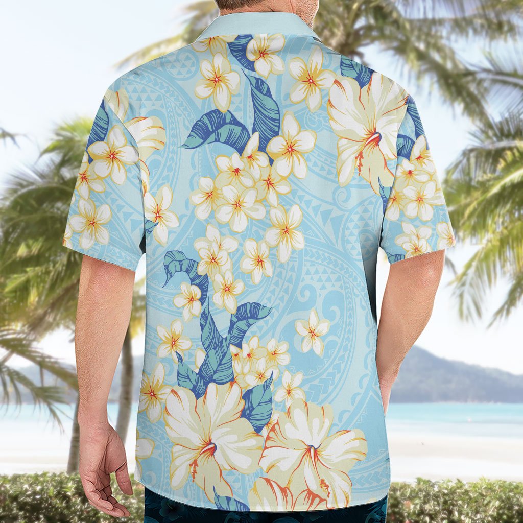Hawaii Hibiscus Plumeria Blue Hawaiian Shirt Polynesian Pattern LT01 - Polynesian Pride