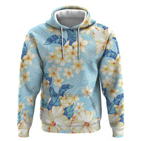 Hawaii Hibiscus Plumeria Blue Hoodie Polynesian Pattern LT01 Pullover Hoodie Blue - Polynesian Pride