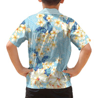 Hawaii Hibiscus Plumeria Blue Kid Hawaiian Shirt Polynesian Pattern LT01 - Polynesian Pride