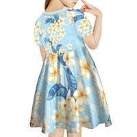 Hawaii Hibiscus Plumeria Blue Kid Short Sleeve Dress Polynesian Pattern LT01 - Polynesian Pride