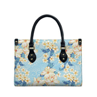 Hawaii Hibiscus Plumeria Blue Leather Bag Polynesian Pattern LT01 - Polynesian Pride