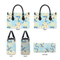 Hawaii Hibiscus Plumeria Blue Leather Bag Polynesian Pattern LT01 - Polynesian Pride
