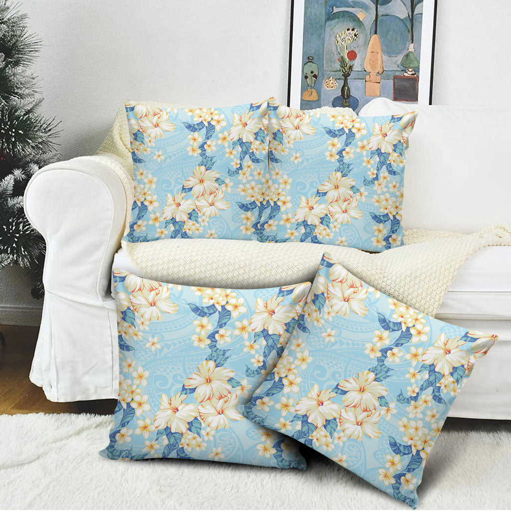 Hawaii Hibiscus Plumeria Blue Pillow Cover Polynesian Pattern LT01 - Polynesian Pride