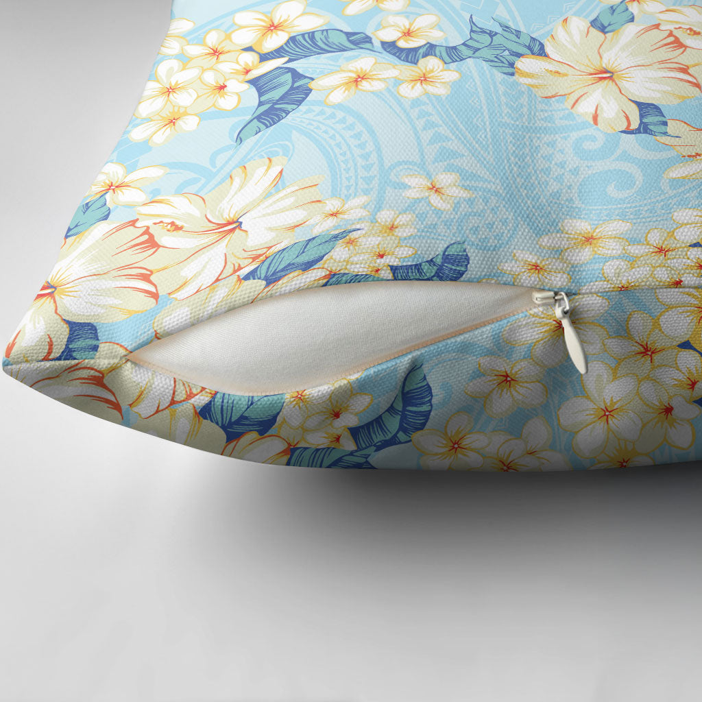 Hawaii Hibiscus Plumeria Blue Pillow Cover Polynesian Pattern LT01 - Polynesian Pride