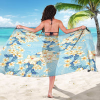 Hawaii Hibiscus Plumeria Blue Sarong Polynesian Pattern