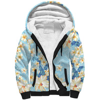 Hawaii Hibiscus Plumeria Blue Sherpa Hoodie Polynesian Pattern LT01 Unisex Blue - Polynesian Pride