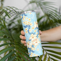 Hawaii Hibiscus Plumeria Blue Skinny Tumbler Polynesian Pattern LT01 - Polynesian Pride