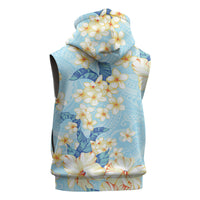 Hawaii Hibiscus Plumeria Blue Sleeveless Zip Hoodie Polynesian Pattern LT01 - Polynesian Pride