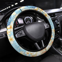 Hawaii Hibiscus Plumeria Blue Steering Wheel Cover Polynesian Pattern LT01 Universal Fit Blue - Polynesian Pride