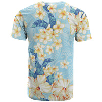 Hawaii Hibiscus Plumeria Blue T Shirt Polynesian Pattern LT01 - Polynesian Pride