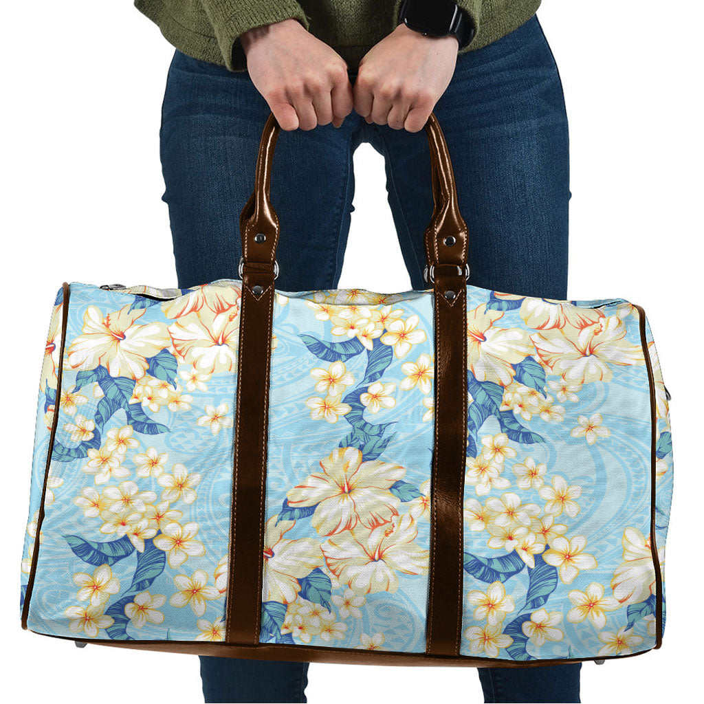 Hawaii Hibiscus Plumeria Blue Travel Bag Polynesian Pattern LT01 Blue - Polynesian Pride