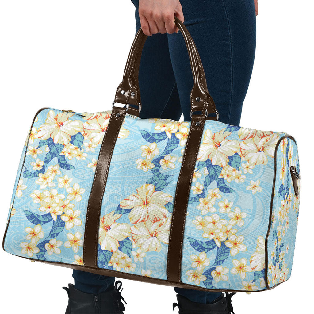Hawaii Hibiscus Plumeria Blue Travel Bag Polynesian Pattern LT01 - Polynesian Pride
