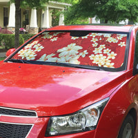 Hawaii Hibiscus Plumeria Red Auto Sun Shade Polynesian Pattern