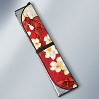 Hawaii Hibiscus Plumeria Red Auto Sun Shade Polynesian Pattern