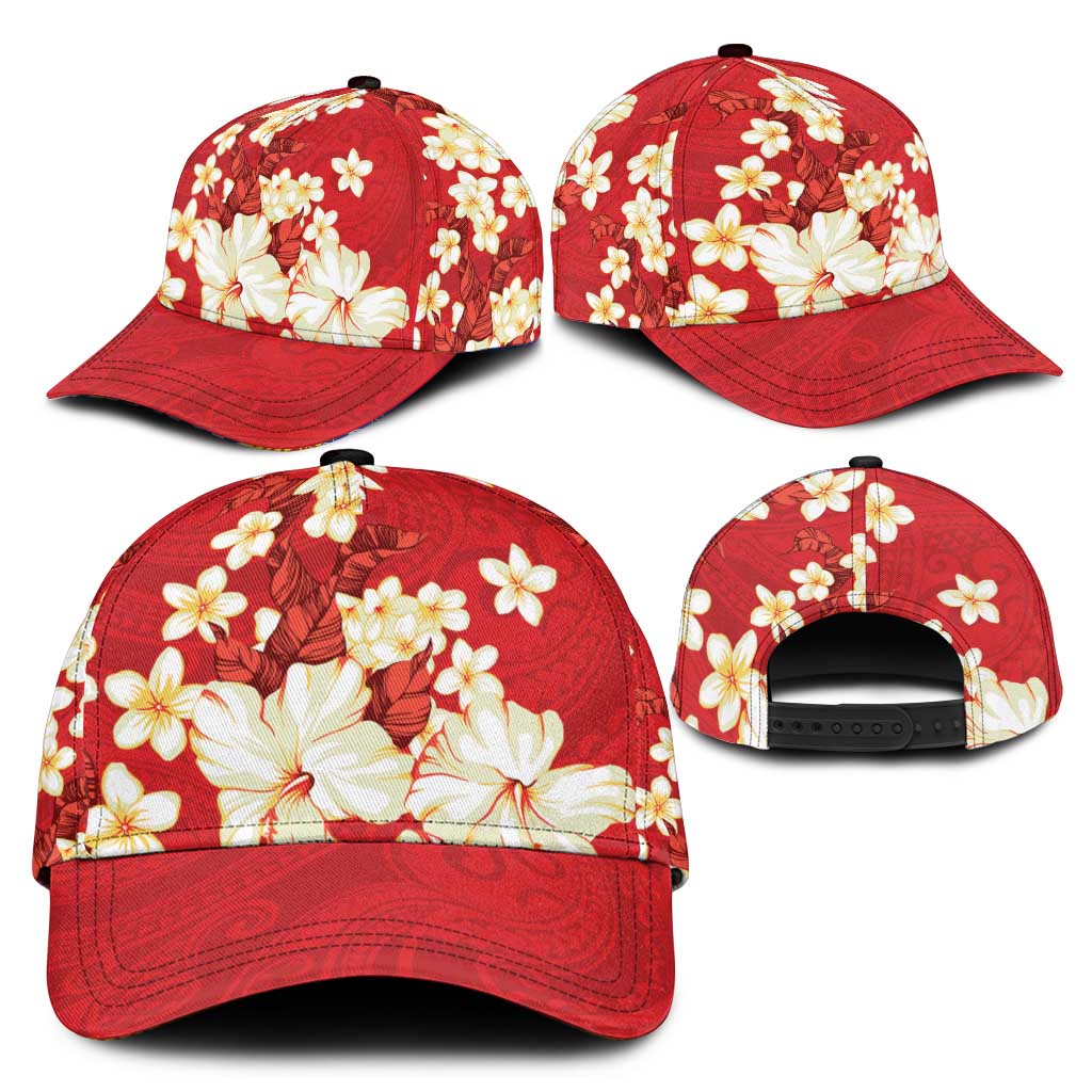 Hawaii Hibiscus Plumeria Red Classic Cap Polynesian Pattern LT01 - Polynesian Pride