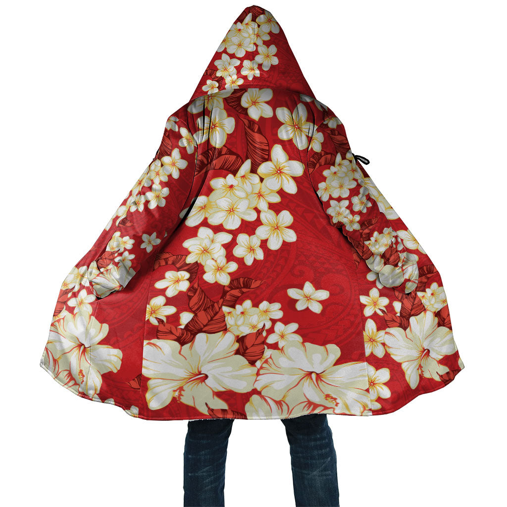 Hawaii Hibiscus Plumeria Red Cloak Polynesian Pattern