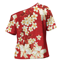 Hawaii Hibiscus Plumeria Red Cross Shoulder Shirt Polynesian Pattern LT01 - Polynesian Pride
