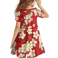 Hawaii Hibiscus Plumeria Red Family Matching Off The Shoulder Long Sleeve Dress and Hawaiian Shirt Polynesian Pattern