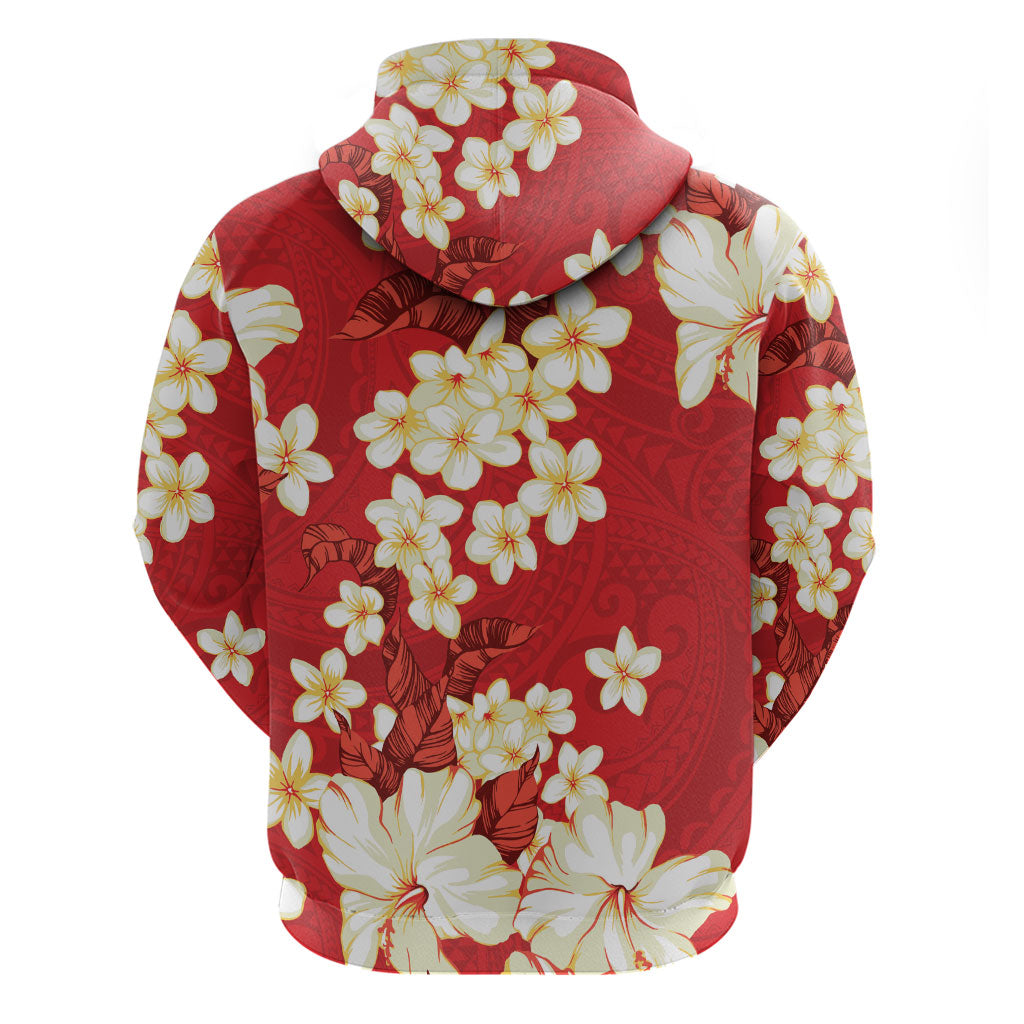 Hawaii Hibiscus Plumeria Red Hoodie Polynesian Pattern LT01 - Polynesian Pride