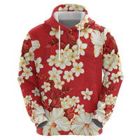 Hawaii Hibiscus Plumeria Red Hoodie Polynesian Pattern LT01 - Polynesian Pride
