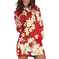Hawaii Hibiscus Plumeria Red Hoodie Dress Polynesian Pattern LT01 Red - Polynesian Pride