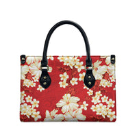 Hawaii Hibiscus Plumeria Red Leather Bag Polynesian Pattern LT01 - Polynesian Pride
