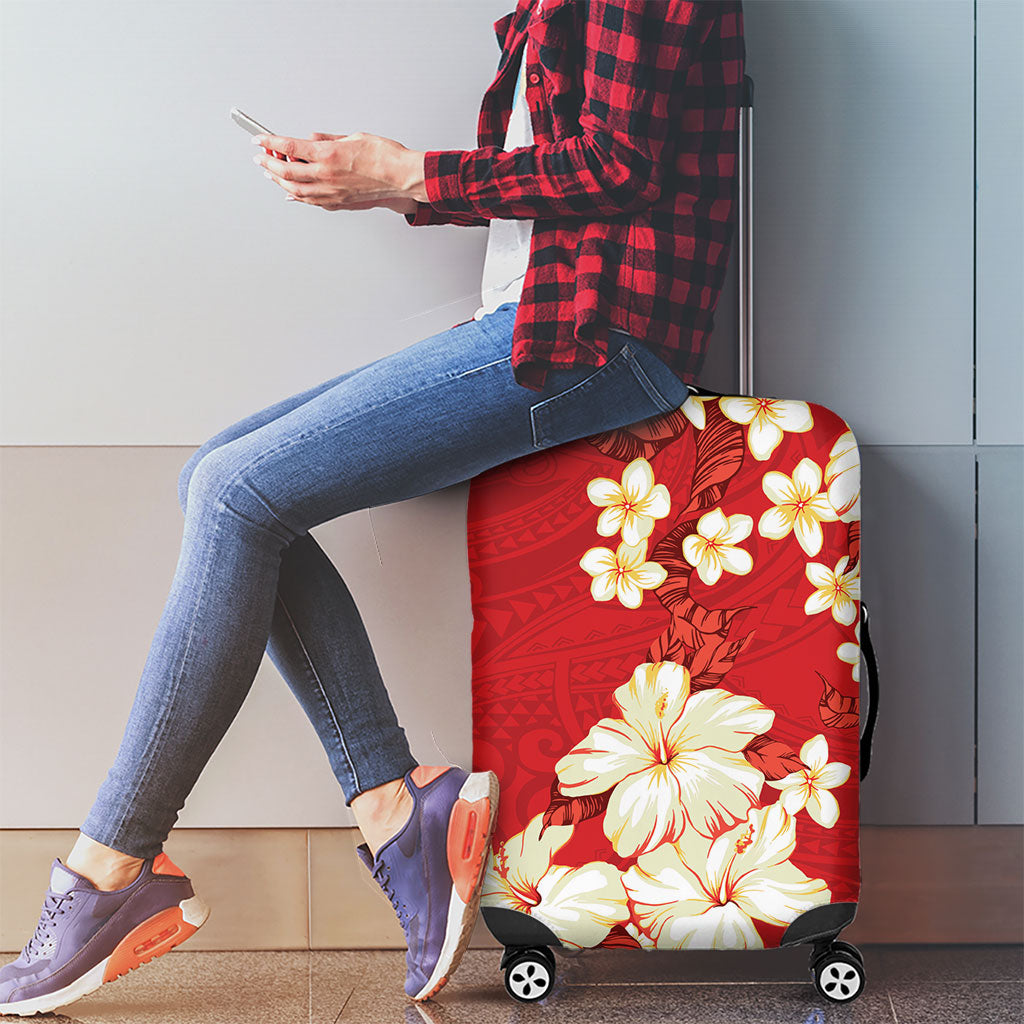 Hawaii Hibiscus Plumeria Red Luggage Cover Polynesian Pattern LT01 - Polynesian Pride