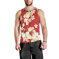 Hawaii Hibiscus Plumeria Red Men Tank Top Polynesian Pattern LT01 - Polynesian Pride