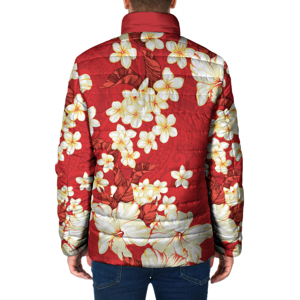 Hawaii Hibiscus Plumeria Red Padded Jacket Polynesian Pattern LT01 - Polynesian Pride