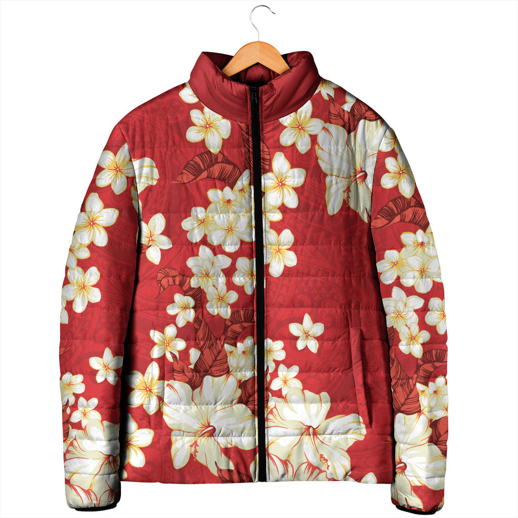 Hawaii Hibiscus Plumeria Red Padded Jacket Polynesian Pattern LT01 - Polynesian Pride