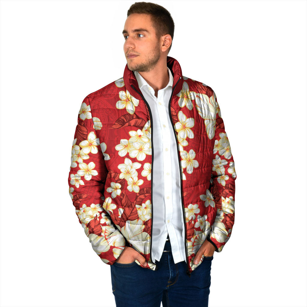 Hawaii Hibiscus Plumeria Red Padded Jacket Polynesian Pattern LT01 - Polynesian Pride
