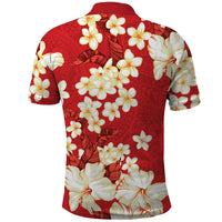 Hawaii Hibiscus Plumeria Red Polo Shirt Polynesian Pattern LT01 - Polynesian Pride