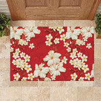 Hawaii Hibiscus Plumeria Red Rubber Doormat Polynesian Pattern LT01 Red - Polynesian Pride