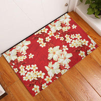 Hawaii Hibiscus Plumeria Red Rubber Doormat Polynesian Pattern LT01 - Polynesian Pride