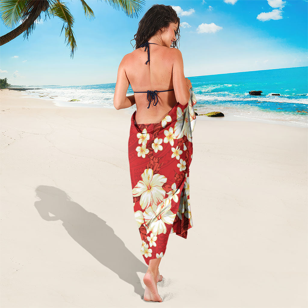 Hawaii Hibiscus Plumeria Red Sarong Polynesian Pattern LT01 - Polynesian Pride