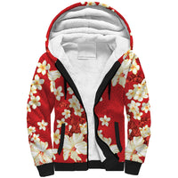 Hawaii Hibiscus Plumeria Red Sherpa Hoodie Polynesian Pattern LT01 Unisex Red - Polynesian Pride